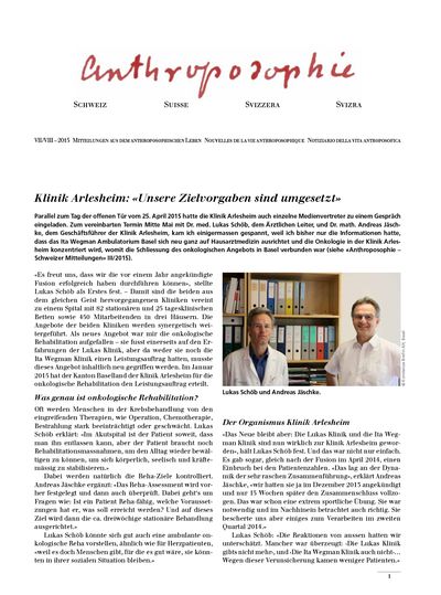 Schweizer Mitteilungen - Juli-August 2015