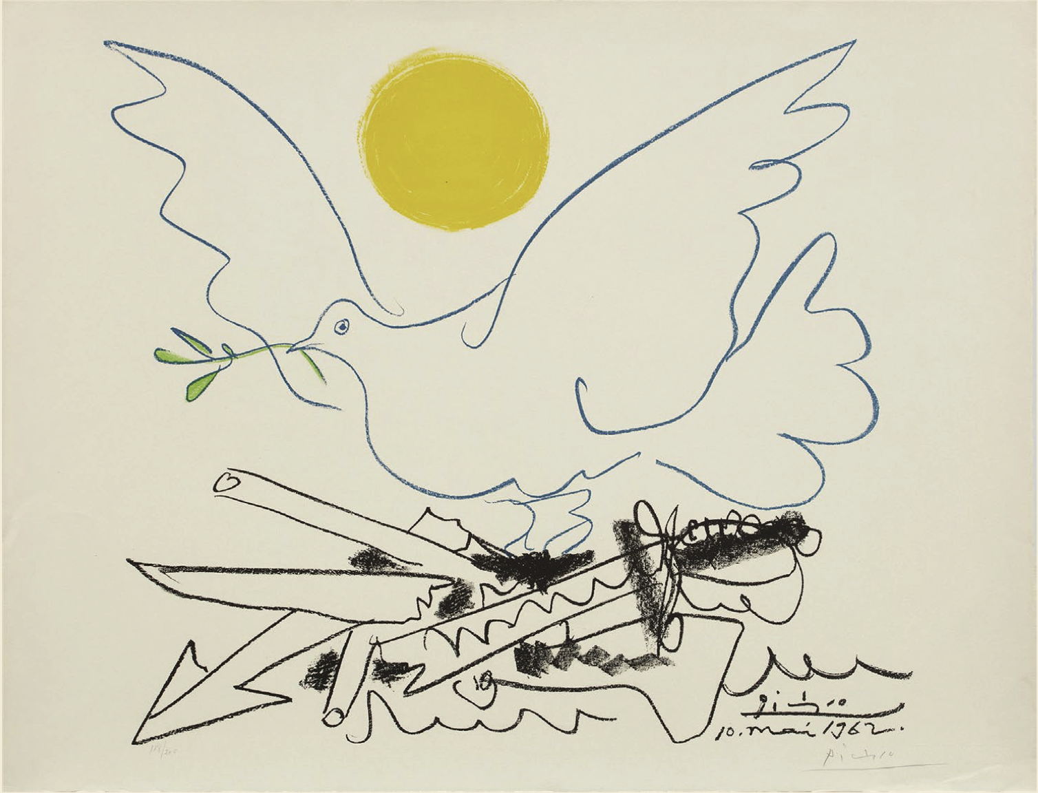 Pablo Picasso Colombe de l‘avenir. Les Armes à la Ferraille 10-05-1962 © Succession Picasso / 2025, ProLitteris, Zurich Phillips Auctioneers, LLC